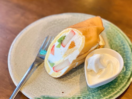 クレープケーキとソフトクリーム