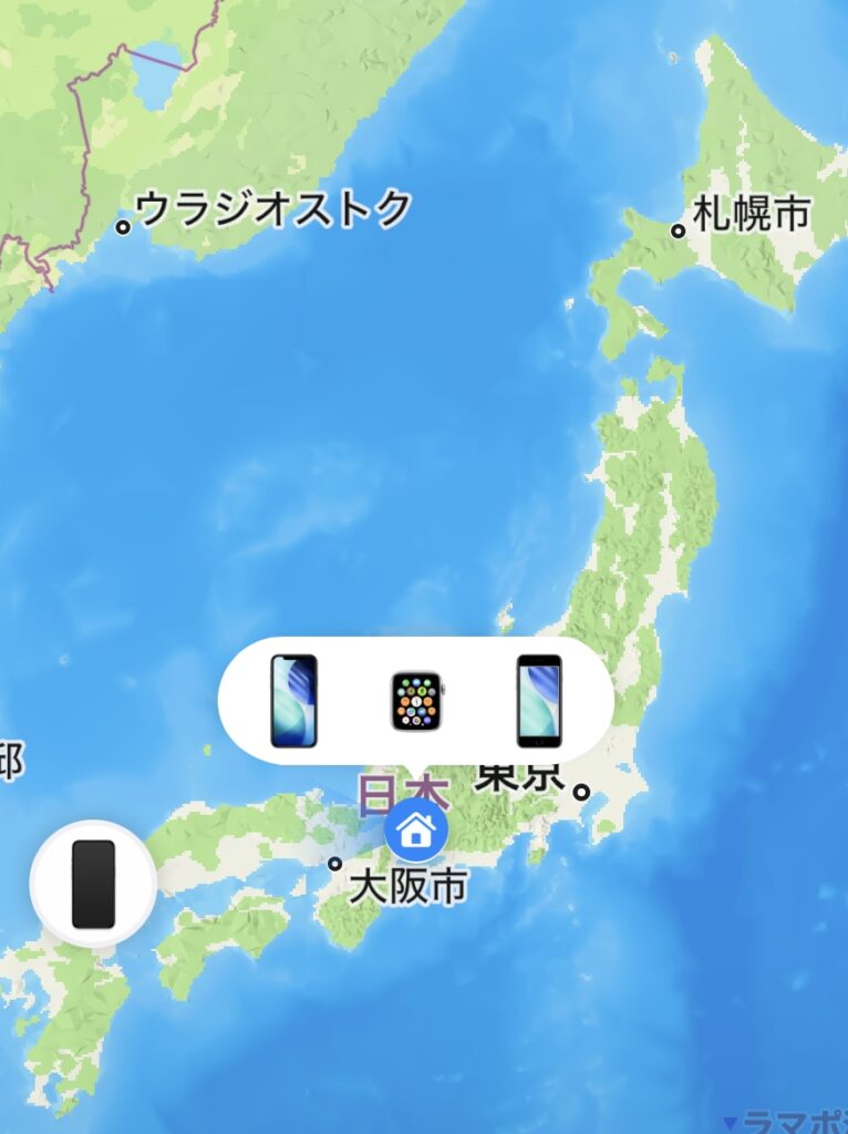 iPhoneを探すの画面