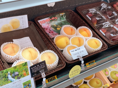 旬の果物が並ぶフルーツショップセリーヌの店頭